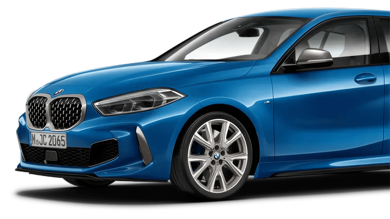 Blue BMW hatchback